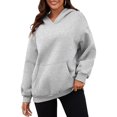 thumbnail image 2 of UJNDER Women's Hooded Sweatshirt Solid Color Pocket Pullover Long Sleeve Casual Winter 2025 Light Gray XL, 2 of 5