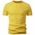 thumbnail image 2 of WIZUTIZ Men's Knitted Shirt Solid Cable Knit Vintage Short Sleeve Pullover Round Neck Lightweight Breathable Retro Summer Top Casual Everyday Shirt, 2 of 4