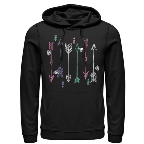 Men's Lost Gods Arrow Sketch Print  Pull Over Hoodie Black Large
