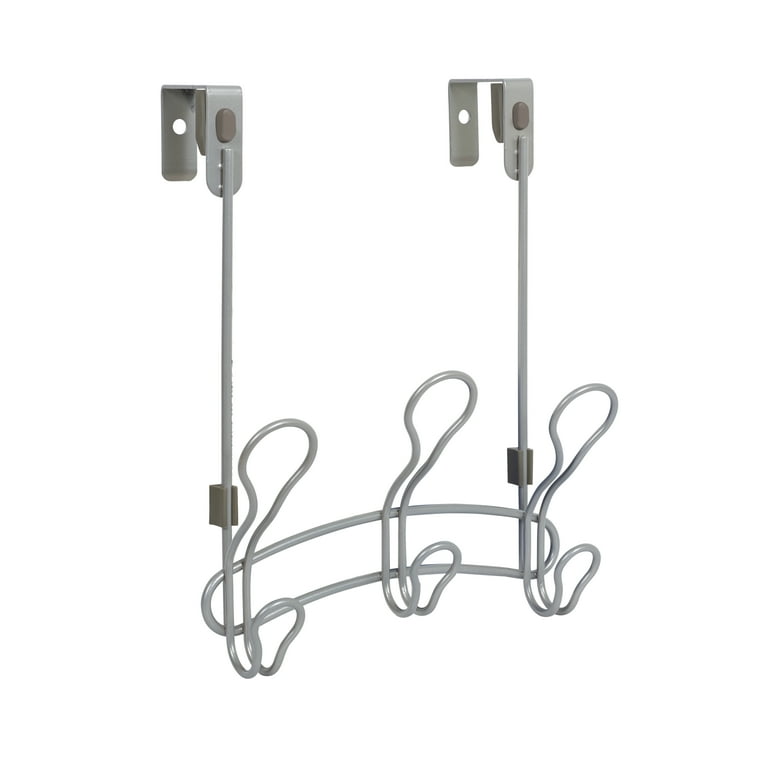 Mainstays SnugFit 3-Hook Metal over-the-Door Robe and Towel Holder Rack, Satin Nickel
