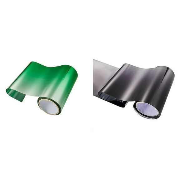 2 Pcs Car Tinting Film Top Front Windshield Foil Solar Protection Gradient 20X150cm (Black & Green)