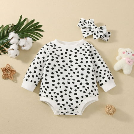 

niuredltd baby girls cotton leopard autumn long sleeve romper bodysuit headbands clothes