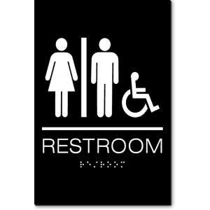 

California Unisex RESTROOM Accessible Wall Sign-Black / White (2 Units)