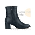 thumbnail image 3 of BLISSFUL STEP Women's Ankle Boots Chunky Heel Square Toe Side Zip Faux Leather Booties Navy Blue 8, 3 of 6