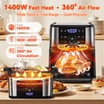 thumbnail image 5 of 7.5QT XL Flip-Top Air Fryer & Grill Oven, 8-in-1 Presets, 400°F Fast Heating , Visible Window with Interior Light, Nonstick Basket, Auto-Off, Family-Sized for 2–7 People, Stainless Steel, Black, 5 of 10