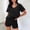Black, variant on SEMPAI Women's Solid Color V-Neck Short Sleeve and Bermuda Shorts Set, Comfortable and Casual Summer Two-Piece Outfit