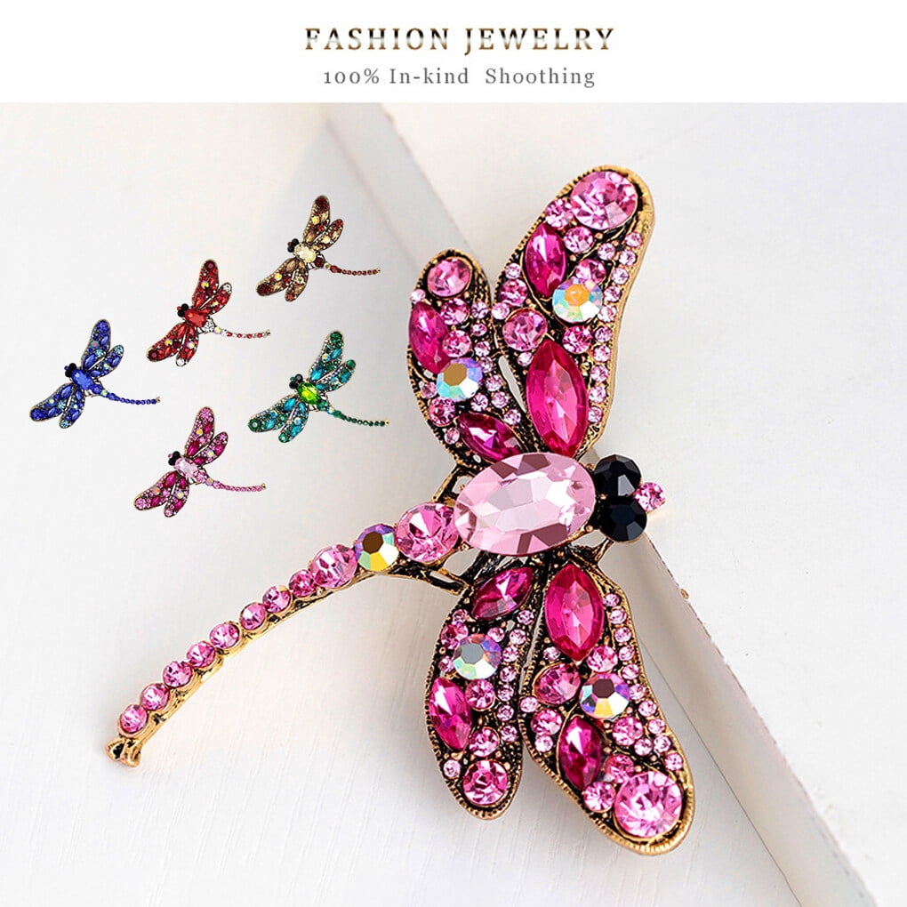 Broche Libellule En Métal Doré - Ornée De Pierres Et Strass Multicolores - Neuf Sans Emballage