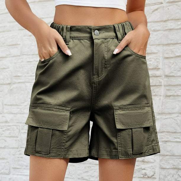 Mrat Jean Cargo Shorts Women's Denim Shorts Knee Length Shorts