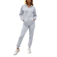 thumbnail image 2 of Costeam Women Zip Up Hoodie Sweat Suit Long Sleeve Full Zip Hooded Jacket Jogger Pants 2 Piece Outfit Fleece Lined Soft Relaxed Fit Solid Color Tracksuit with Pockets for Loungewear Daily Wear, 2 of 9