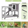 thumbnail image 4 of 2-Story Rabbit Hutch Bunny Cage with Leak-Proof Trays & Chew-Proof Ramp - Indoor/Outdoor 39.3" Wooden Rabbit Cage with Wheels for Rabbits, Guinea Pigs, Small Animal (Grey), 4 of 15