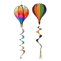 TABLZONE Outdoor Windmill Decor Set, 2 Pieces PVC Hot Air Balloon Garden Ornaments, Colorful Yard Decoration