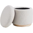 thumbnail image 4 of Riverbay Furniture Sherpa Fabric Natural Ottoman Round Multifunctional 18" Assembled, 4 of 8