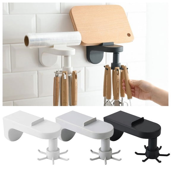 MOQIN Under Cabinet Hooks, 360 °Rotation Kitchen Hooks for Utensils,Nail Free Adhesive Kitchen Utensils Hanging Hooks for Kitchen Utensils/Tools/Towel