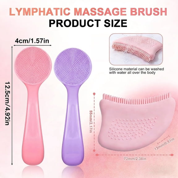 Silicone Contour Face Brush with 2 Manual Facial Cleansing Brushes, Face and Neck Massage Tool for Exfoliating and Sensitive Skin Care
