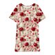 thumbnail image 4 of Camisón corto para mujer, cuello redondo, manga corta, estampado, talla grande, informal, 4 of 5