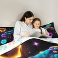 thumbnail image 5 of Castle Fairy Boys Girls Hexagon Video Game Full Size Comforter Sets 3-Piece,Abstract Gradient Gamer Bedding Comforter Set,Starry Sky Lightweight Bedding Sets,Super Cozy Room Decor,Reversible, 5 of 8