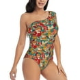 thumbnail image 3 of Gaeub Funny Owl Bird Women's One Shoulder Ruffle Tummy Control Swimwear for Swimming Surfing Beach Party - XX-Large, 3 of 8