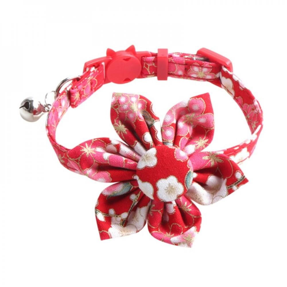 Adjustable Lovely Flower Bowknot Leather Pet Dog Collar Cat Bow tie Neck Strap 