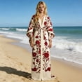 thumbnail image 2 of XIAONU Womens Rose Print Belted Maxi Robe Long Sleeve Soft Loungewear Home Sleepwear, 2 of 4