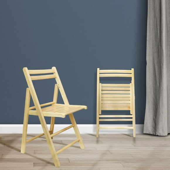 Juego de 2 sillas plegables de madera para uso casual con acabado natural