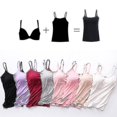 thumbnail image 2 of Sujetador informal suave acolchado para mujer, camiseta sin mangas, camiseta de tirantes finos para mujer, camisola femenina con sujetador integrado, 2 of 3