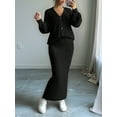 thumbnail image 6 of Female Sweater Dress Knit Two Piece Maxi Skirt Sets Black L, 6 of 8