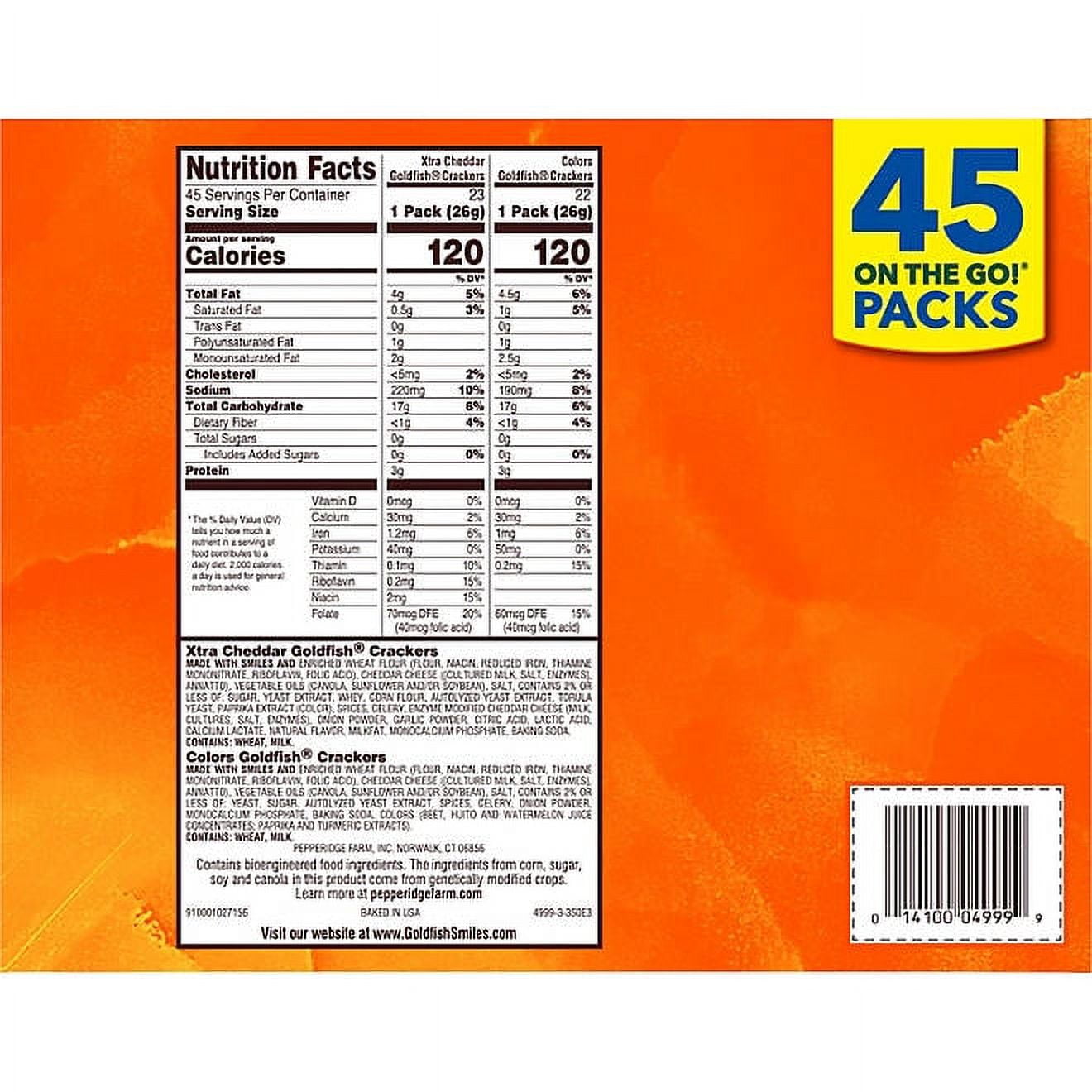 pepperidge farm goldfish vty pack xtra cheddar flavor blasted 45ct