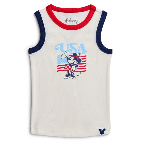 Disney Minnie Mouse Toddler Girls American Flag Graphic Tank Top, Sizes 12M-5T