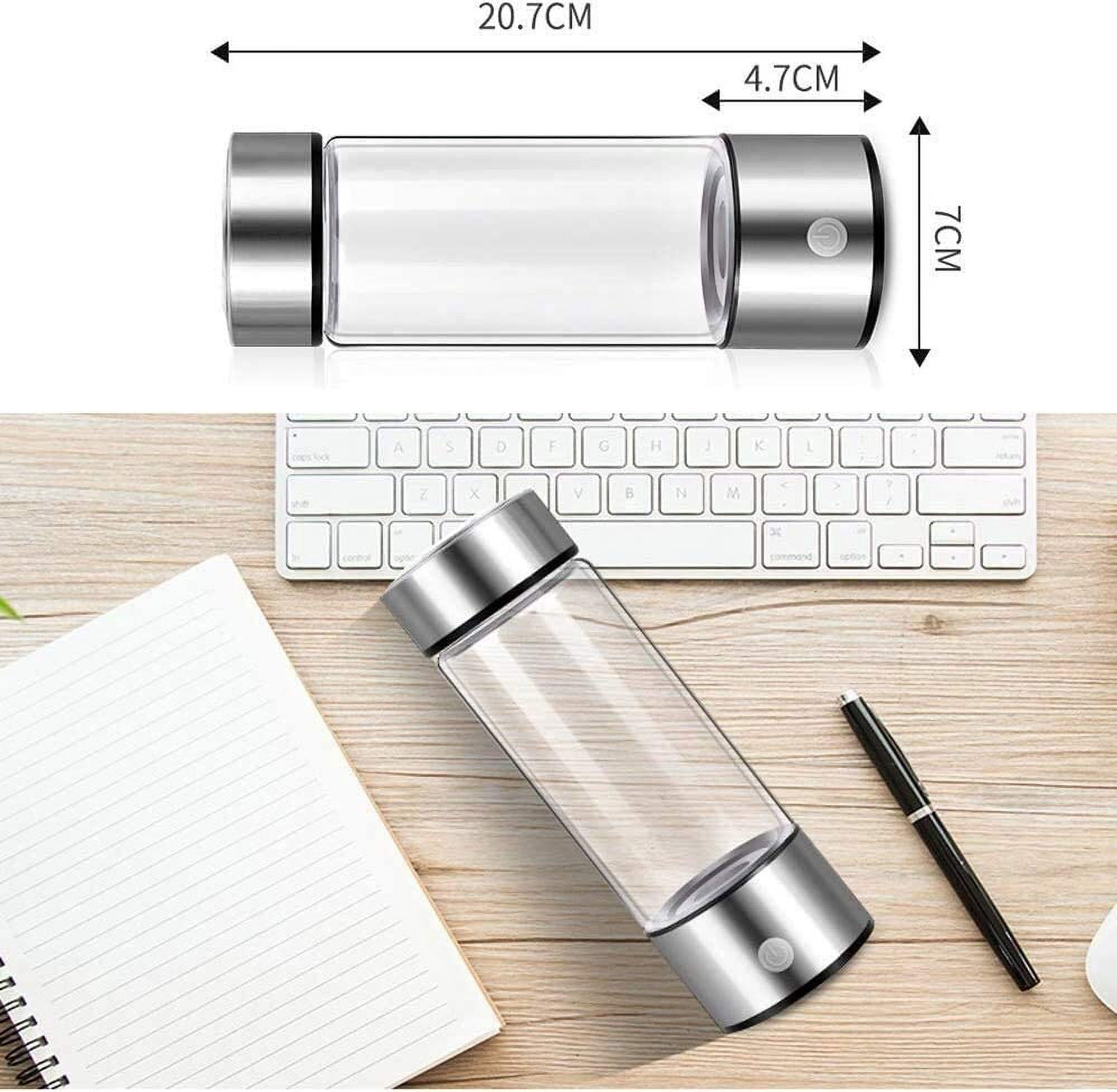 Hydrogen Water Bottle, Portable Hydrogen Water Generator with SPE and Pem Technology, Rechargeable Portable Glass Hydrogen Water Alkaline Generator Bottle