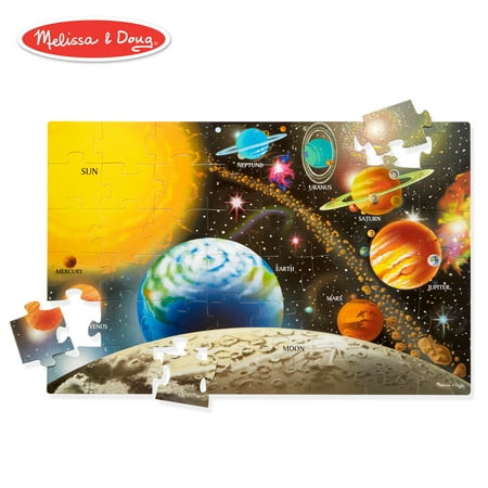 Clock Floor Puzzle - Melissa & Doug Solar System Floor Puzzle (Floor Puzzles, Easy-Clean Surface, Promotes Hand-Eye Coordination, 48 Pieces, 36” L x 24” W)