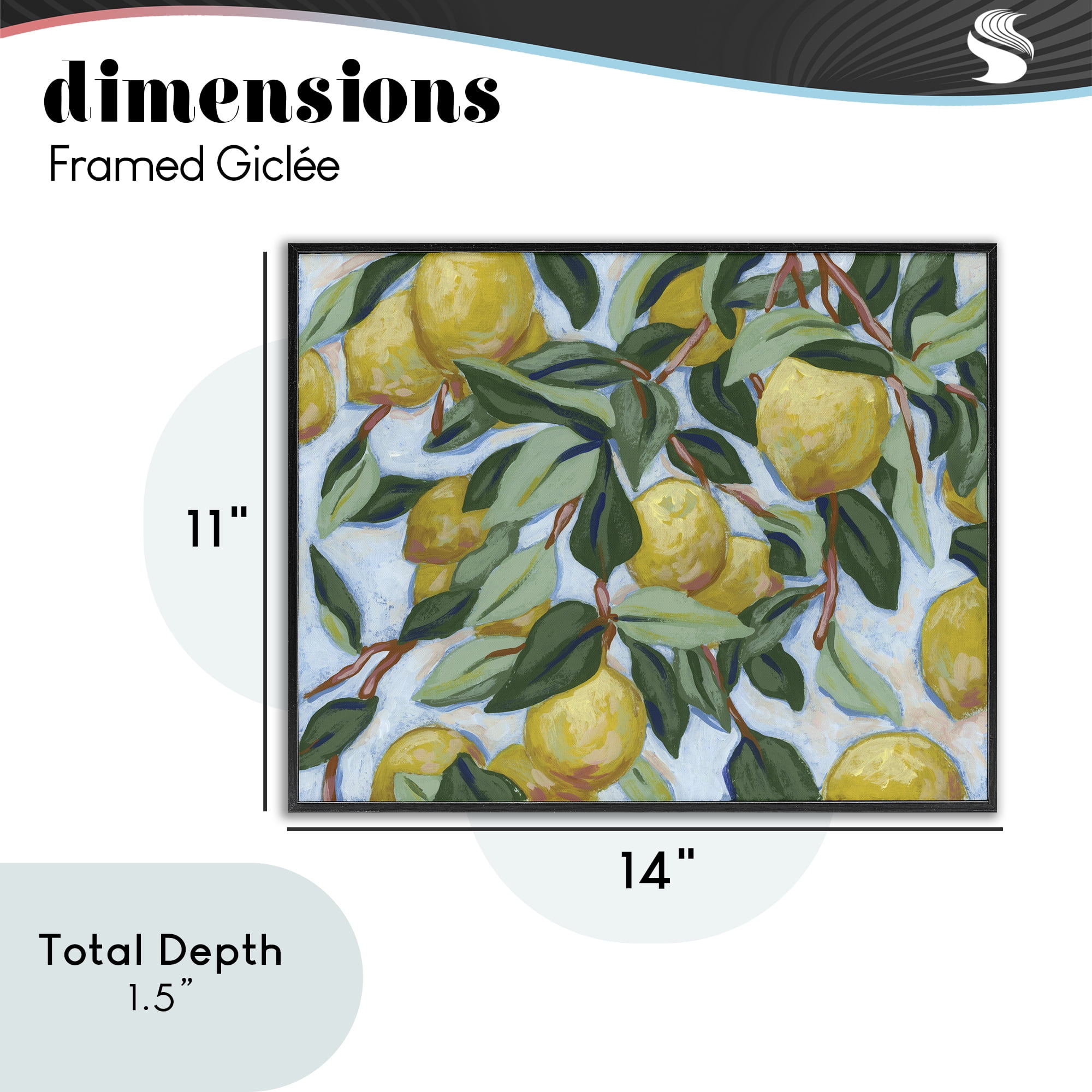 Stupell Industries Summer Citrus Tree Black Framed Giclee Art, design by June Erica Vess
