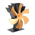 thumbnail image 2 of Ventilador vertical para estufa, 6 aspas, térmico, con circulación rápida de calor, diseño de asa, para chimenea, color dorado, 2 of 14