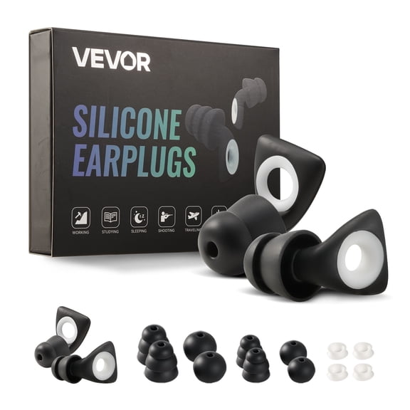 VEVOR Ear Plugs for Sleeping, 25 dB Noise Reduction Rating, Soft Silicone Earplug, 12 Pcs Ear tips includes M&L Size