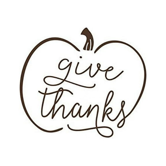Give Thanks Pumpkin Modern Fall Wall Art Stickers Decals for Home Decor, 12 wide, Chocolate
