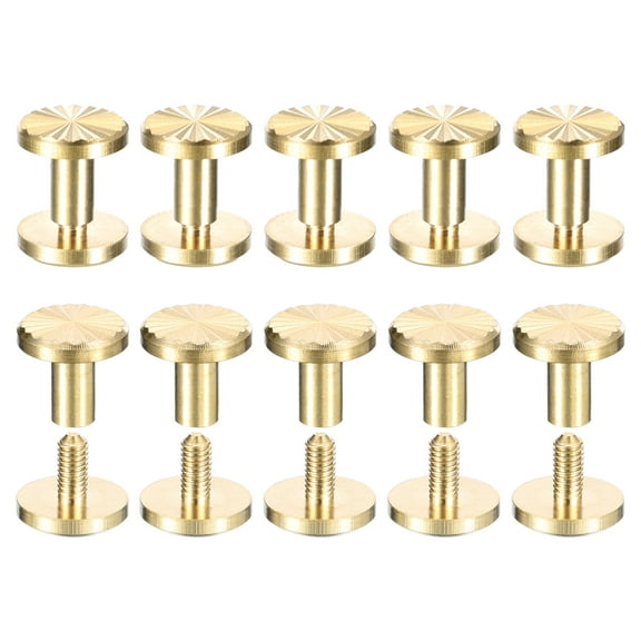 10Pack Brass Chicago Screws, 4x7x10mm Post Nail Stud Rivets for Leather Crafts
