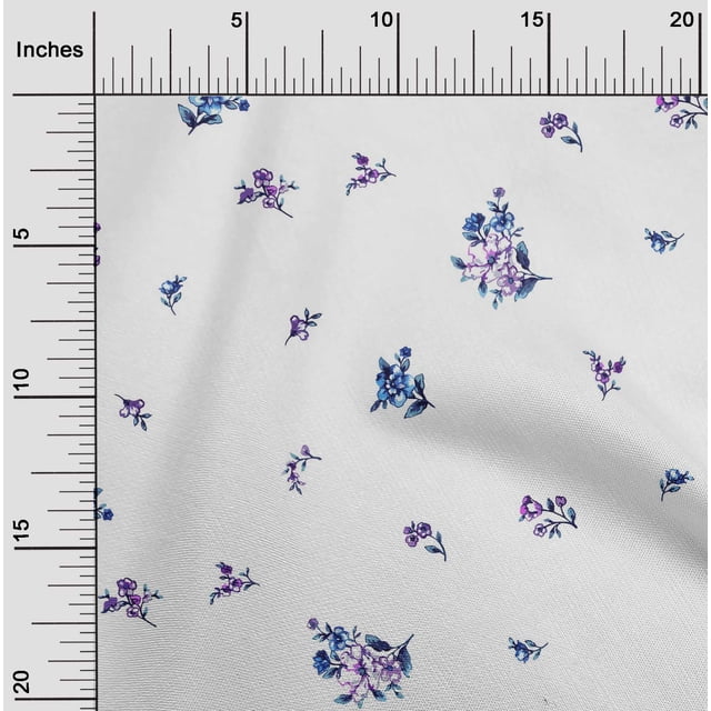 oneOone Polyester Lycra Fabric Leaves & Flower Floral Print Fabric BTY 56 Inch Wide