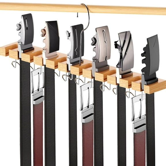 Belt Hanger for Closet Tie Storage Wall Mount Belt Organizer Wooden Rack Belt Holder Tie Rack Storage for Closet Accessories