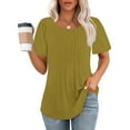 thumbnail image 2 of AherBiu Short Sleeve Tops for Women Summer Casual Loose Crewneck Tunic Tops to Wear with Leggings Solid Color, 2 of 7