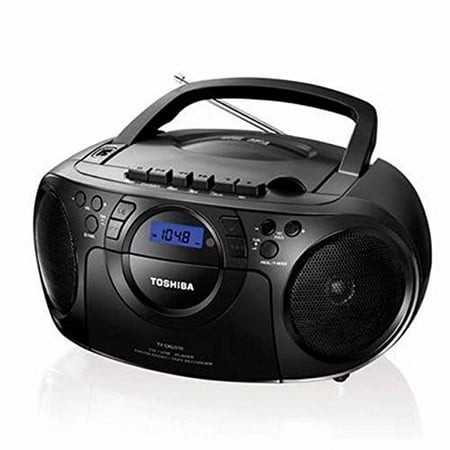 Toshiba Portable Boombox CD / USB Radio Cassette Tape Recorder MP3 Playback Digital Sound AM/FM Radio, Headphone Terminals and Remote - 110V-240V Worldwide Use (