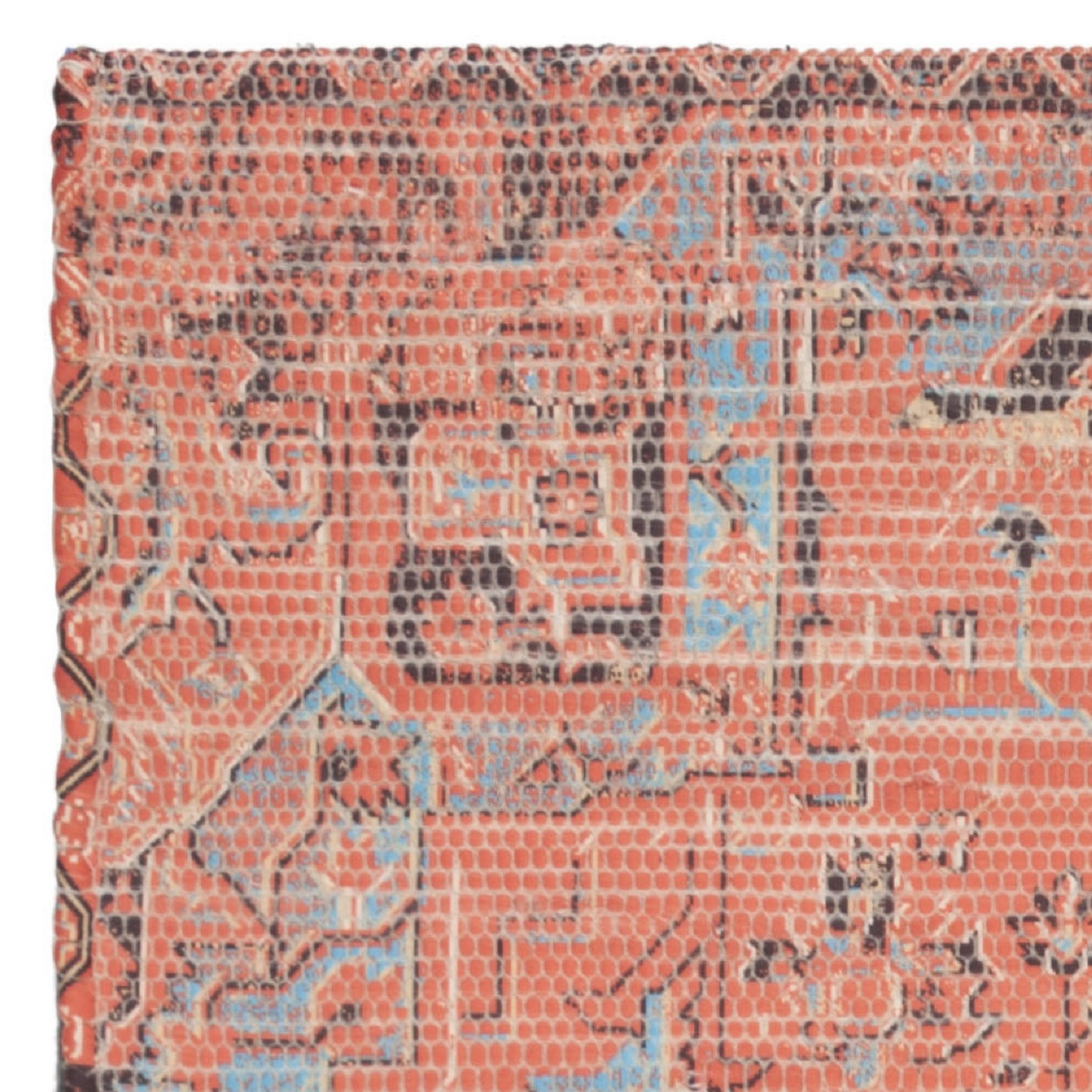 SAFAVIEH Saffron Erksine Geometric Polyester Area Rug, Rust/Blue, 3' x 5'