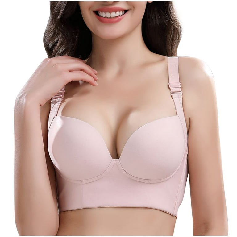 YWDJ Everyday Bras for Women Push Up No Underwire for Sagging Breasts  Breathable Ladies Fashion No Steel Ring Seven Breasted Lift Breasts  Underwear Nursing Bras for Breastfeeding Pink XXXXXL 
