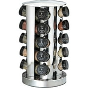 Angle View: Kamenstein Revolving 20-Jar Pre-Filled Glass Jar Countertop Rack Tower Organizer with Free Spice Refills for 5 Years in Silver