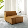 thumbnail image 2 of Sofa Middle Chair, Faux Vegan Leather, Tan, Modern Contemporary Urban Design, Living Lounge Room Hotel Lobby Hospitality, 2 of 8