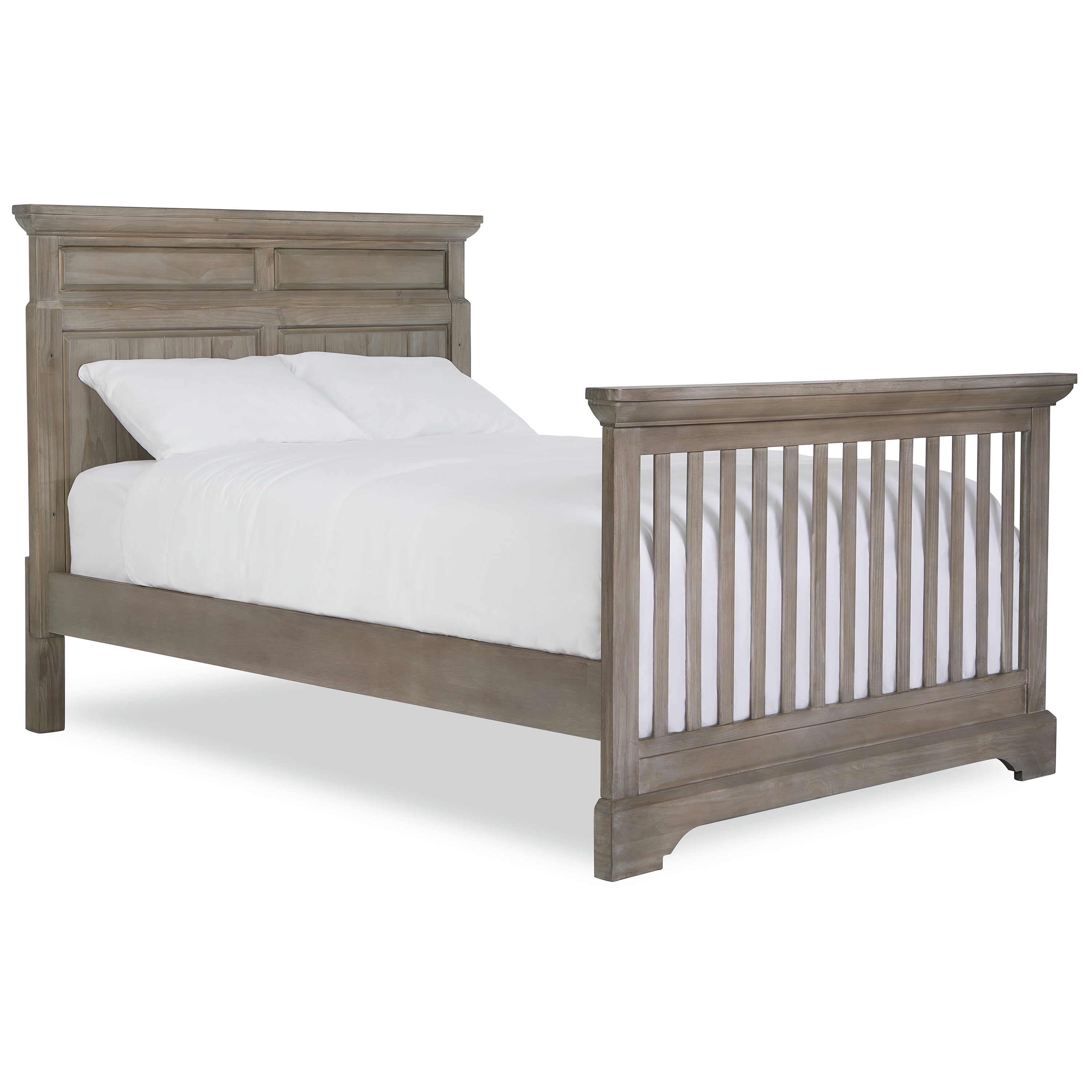 Evolur Convertible Crib Wooden Full Size Bed Rail, Windsor Oak Grey