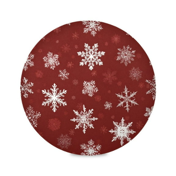WOBOGO Snowflake Pattern Round Placemats Set of 1 Heat Resistant Washable Kitchen Table Decorations 15.4in