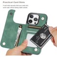 thumbnail image 4 of Compatible with iPhone 15 Pro Case Wallet with Card Holder,Embossed Butterfly Pattern PU Leather Double Buttons Flip Protective Shockproof Cover for Magnetic Car Mount 6.1 Inch (Dark Green), 4 of 13