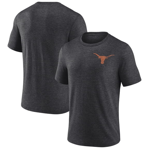Men's Charcoal Texas Longhorns Left Distressed Logo Tri-Blend T-Shirt