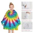 thumbnail image 6 of Rainbow Tie Dye Spiral Pattern Blanket Hoodies for Kids 6-13YR Oversize Wearable Blanket Hoodies for Boys Girls Teens, 6 of 7