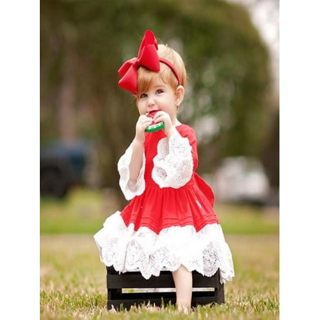 Princess Dress Outfit - Toddler Kids Baby Girl Long Sleeve Lace Princess Dress Christmas Outfits Clothes