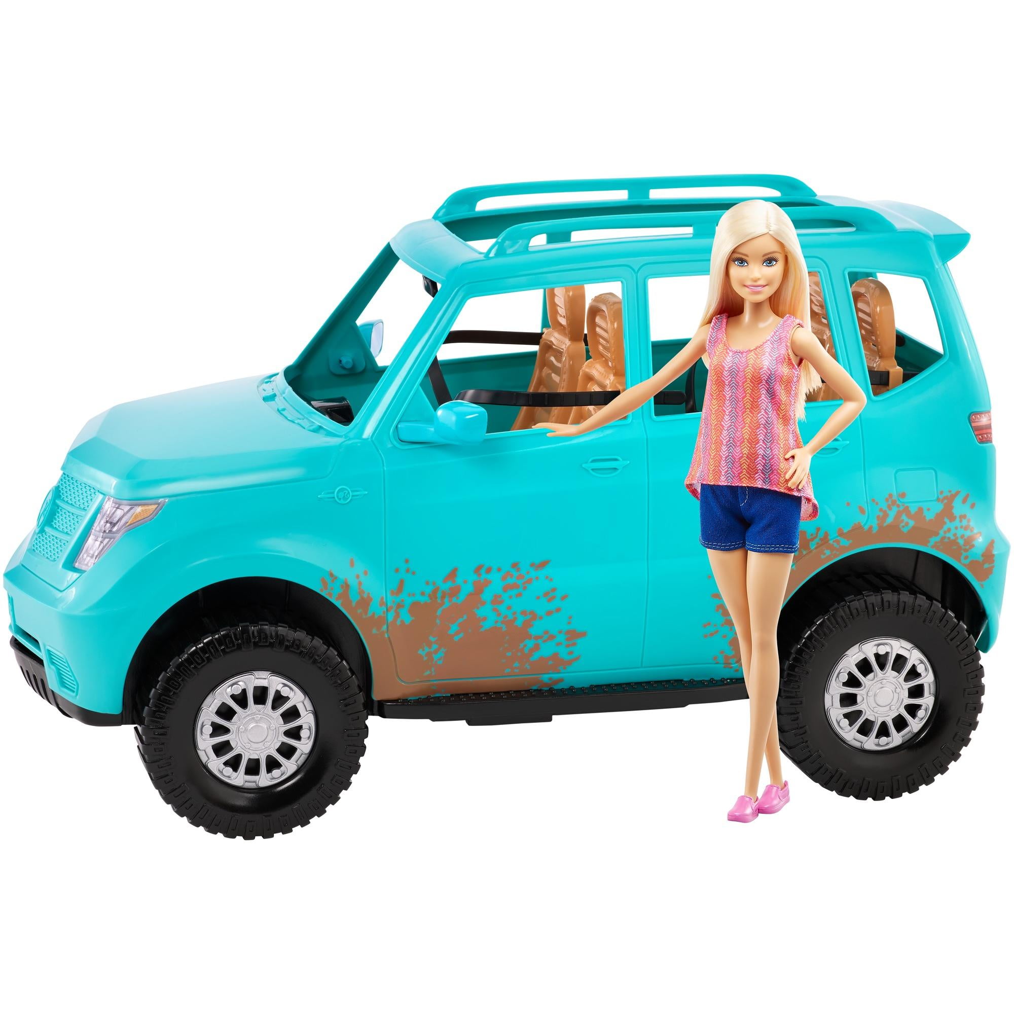 Barbie Camping Fun Doll and Teal Off-Road Adventure Vehicle -